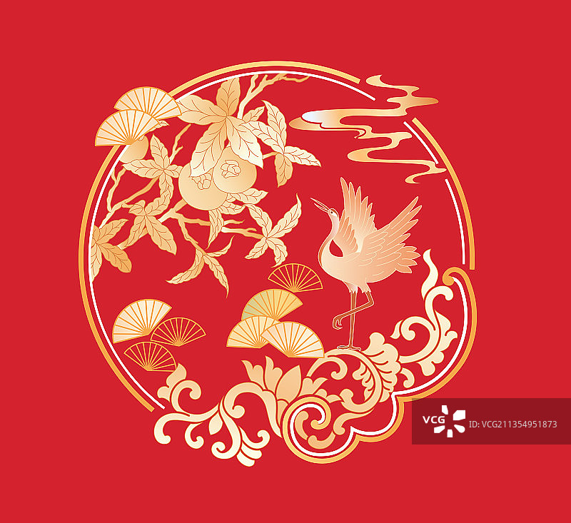 中国风传统元素装饰图案红色背景图片素材