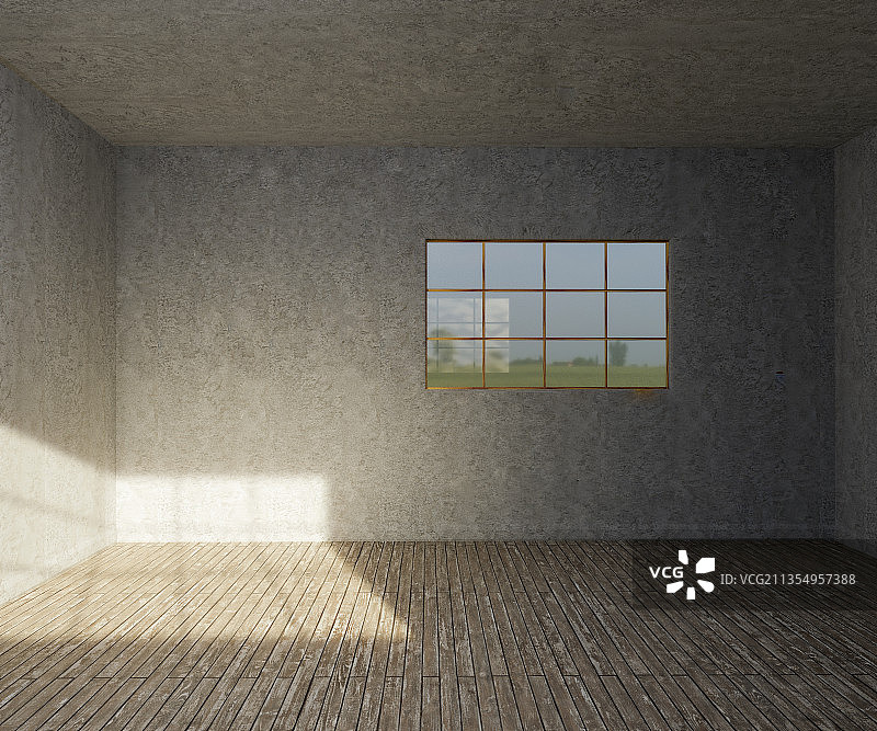 带裸露石膏墙的空旷工业风房间图片素材