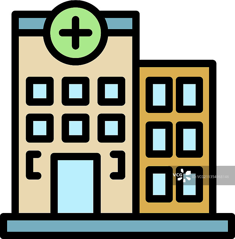 医院建筑彩色轮廓图标图片素材