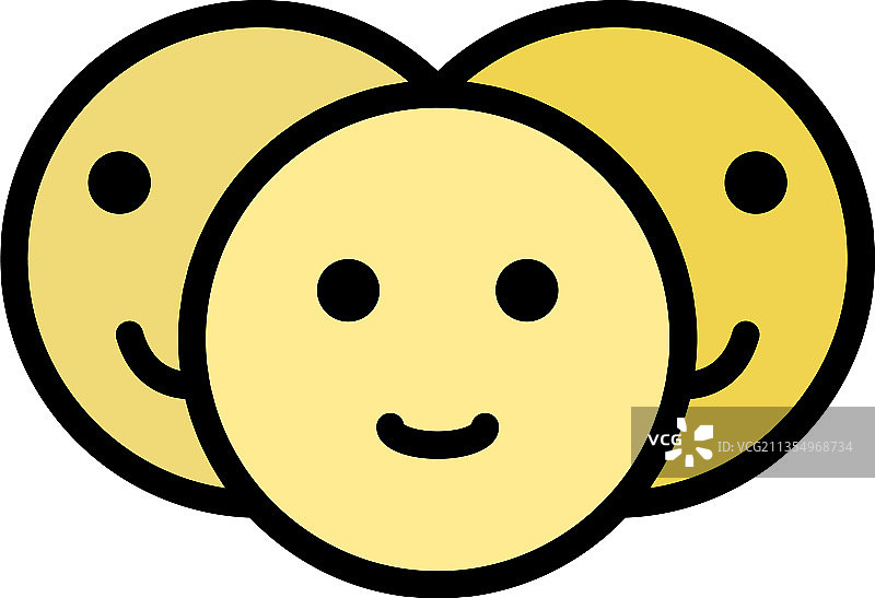 朋友表情符号彩色轮廓图标图片素材