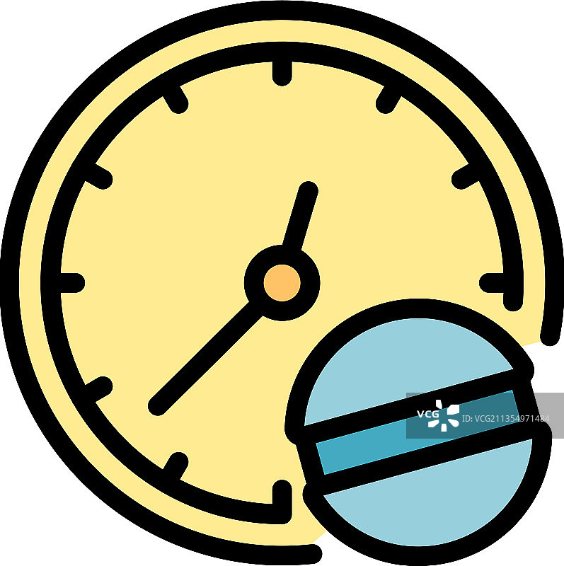 胰岛素用时图标彩色轮廓图片素材