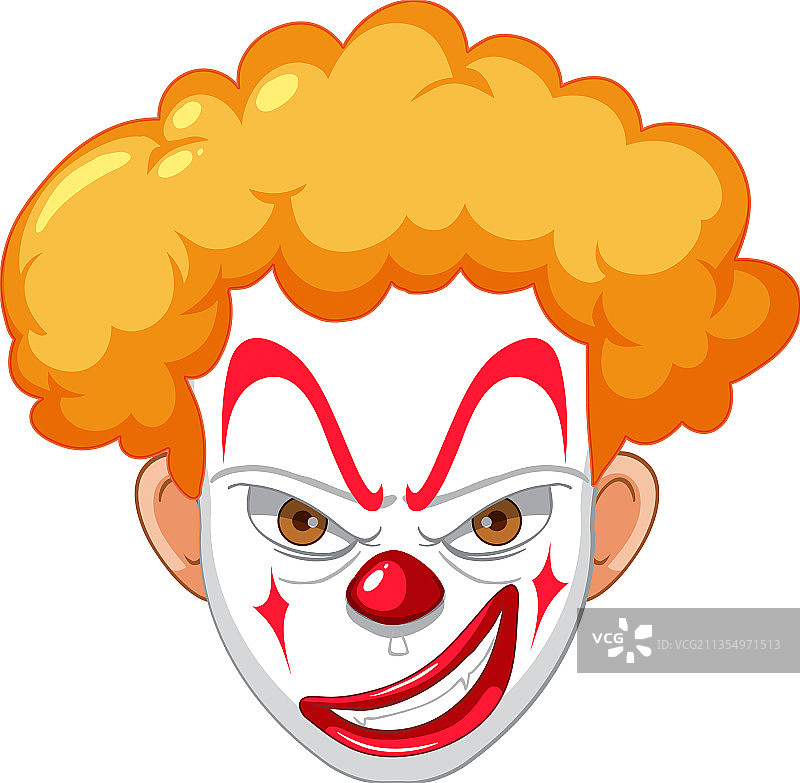 白色背景上的恐怖小丑脸图片素材