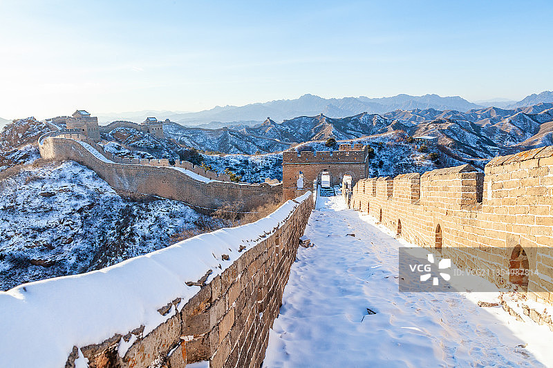 冬季雪后金山岭长城自然风光图片素材