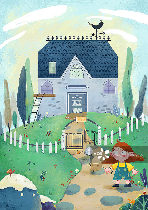 复古儿插图片素材