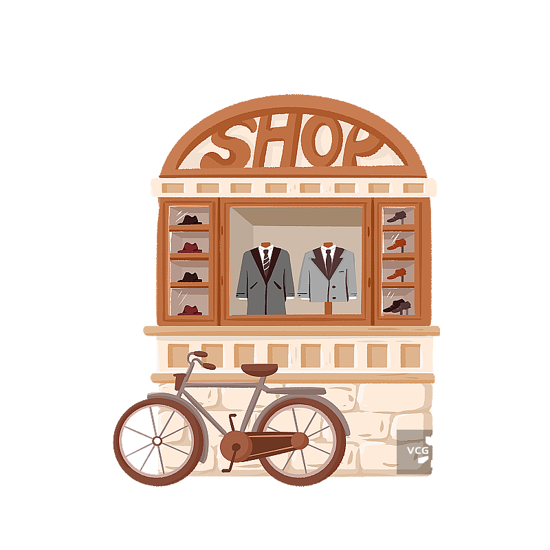 街道旁边橱窗图片素材