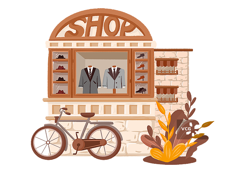 街道旁边橱窗图片素材