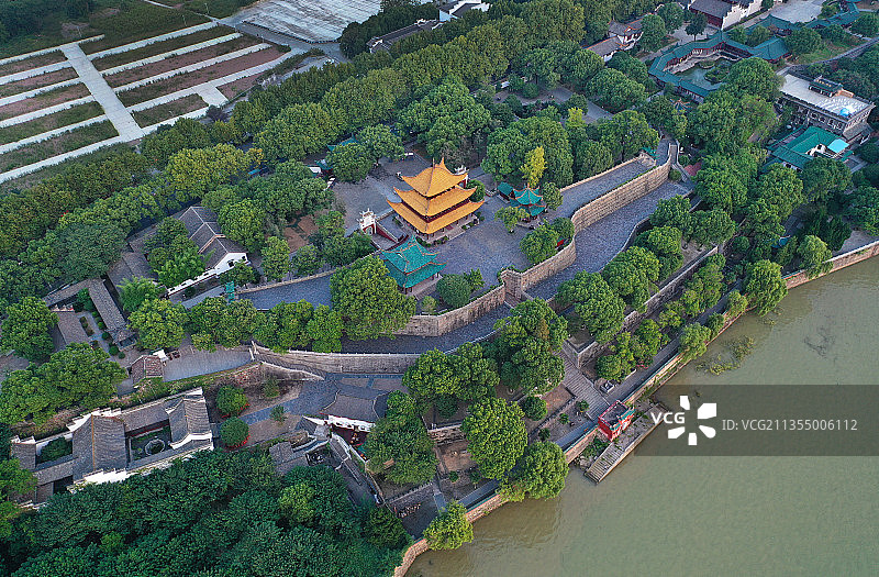 湖南省岳阳市国家重点风景名胜岳阳楼景区航拍图片素材