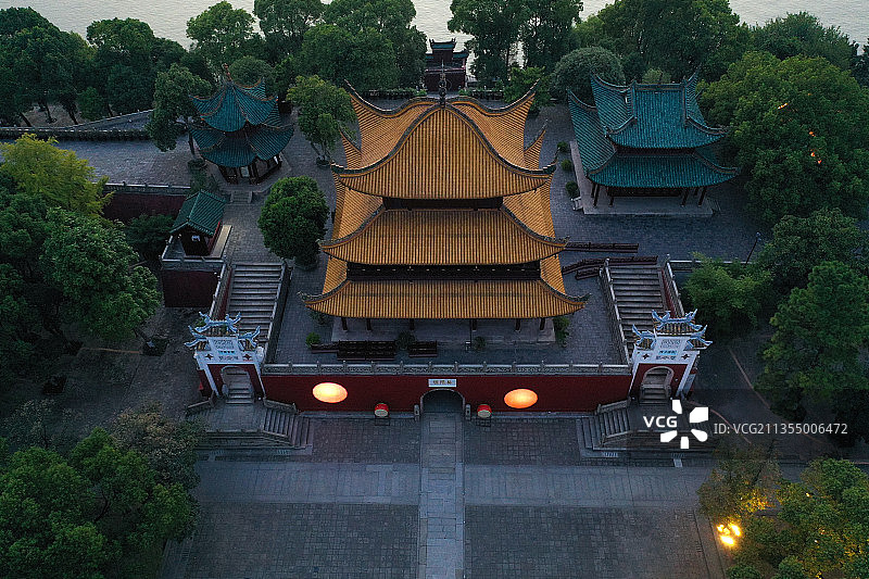 湖南省岳阳市国家重点风景名胜岳阳楼景区航拍图片素材