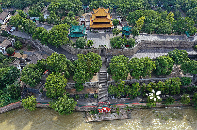 湖南省岳阳市国家重点风景名胜岳阳楼景区航拍图片素材