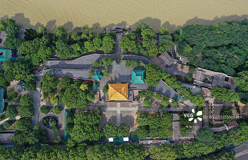 湖南省岳阳市国家重点风景名胜岳阳楼景区航拍图片素材