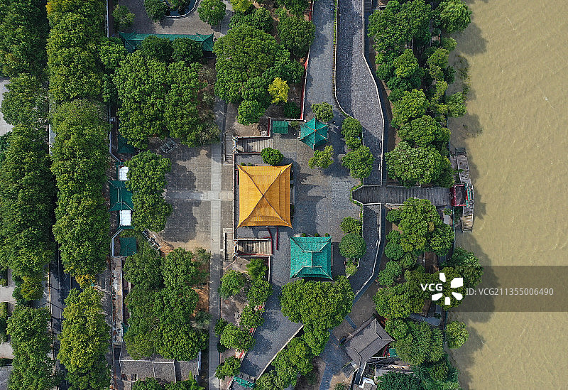 湖南省岳阳市国家重点风景名胜岳阳楼景区航拍图片素材