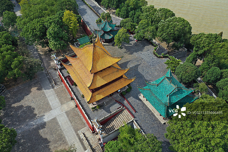 湖南省岳阳市国家重点风景名胜岳阳楼景区航拍图片素材