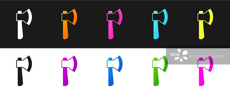 黑白背景的木制斧头图标图片素材