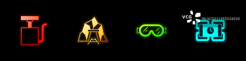 手柄雷管矿井入口安全护目镜套装图片素材