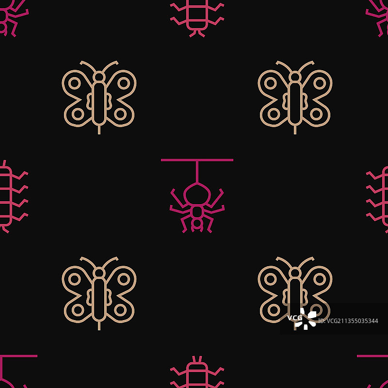 蜈蚣蝴蝶和蜘蛛图标合集图片素材