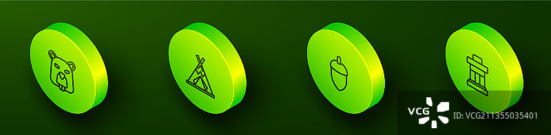 2.5D线条海狸与印第安帐篷图片素材