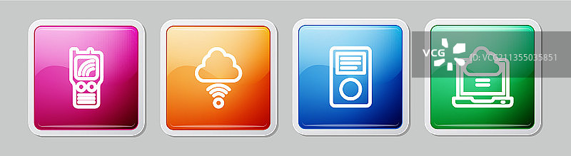 对讲机、网络云连接图片素材