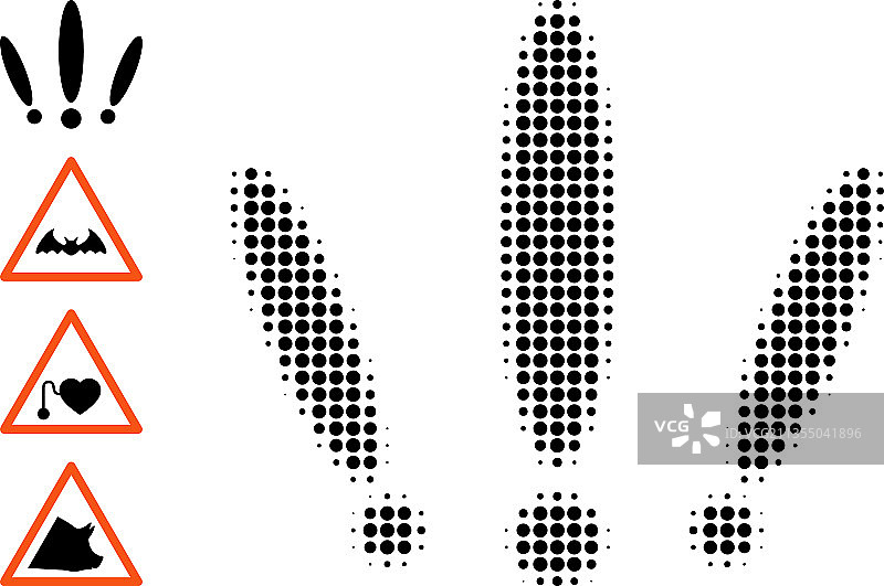 像素半色调多重警告图标图片素材
