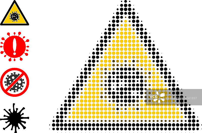 圆点半色调病毒危险图标和奖励图标图片素材