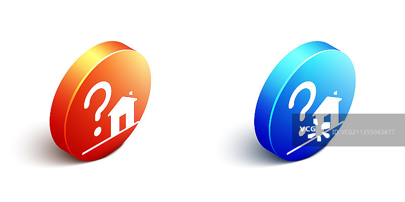 带问号的2.5D房屋图标图片素材