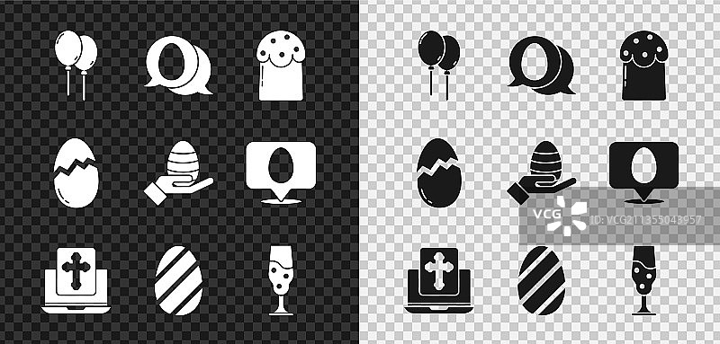 带彩带气球和复活节彩蛋图片素材