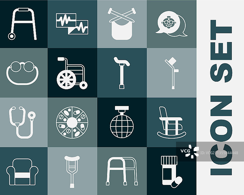 药瓶药丸摇椅组合图片素材