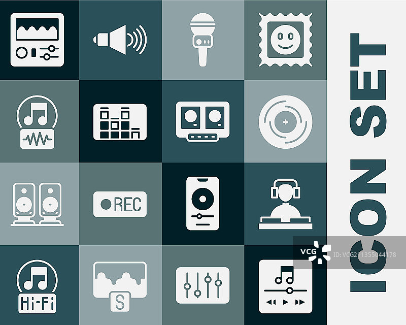 音乐播放器DJ演奏音乐黑胶唱片套装图片素材