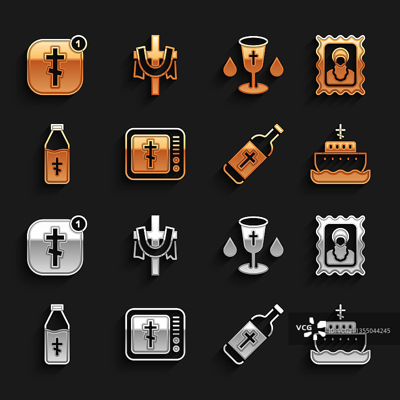 在线教堂：牧师布道和基督教圣像图片素材