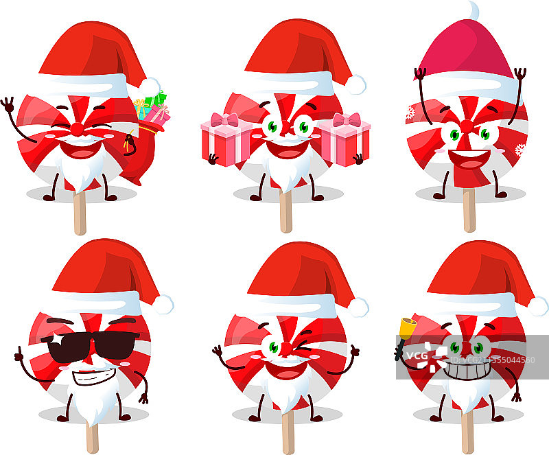 圣诞老人表情符号与红白薄荷糖图片素材