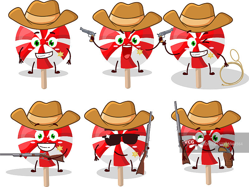 酷炫牛仔红白薄荷糖卡通图片素材