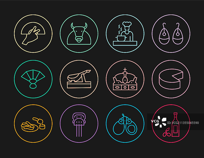 橄榄油瓶奶酪西班牙厨师线条图片素材