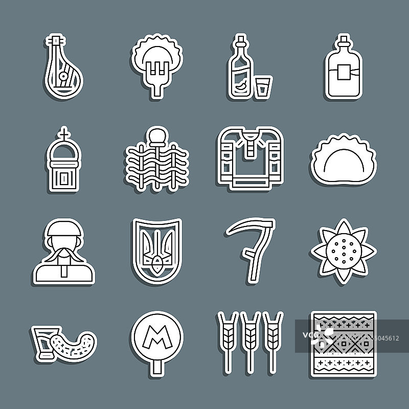 乌克兰民族风向日葵线条合集图片素材