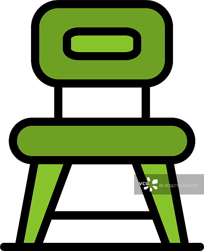 彩色轮廓厨房椅图标图片素材