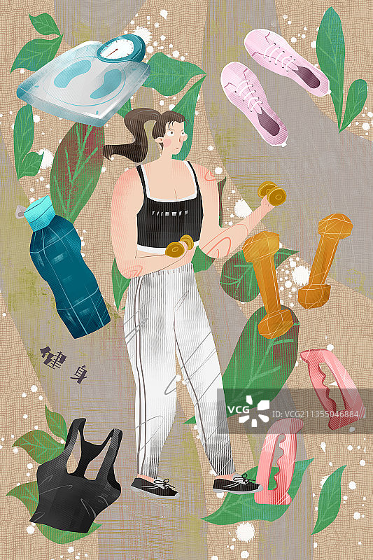 女性健身插画图片素材
