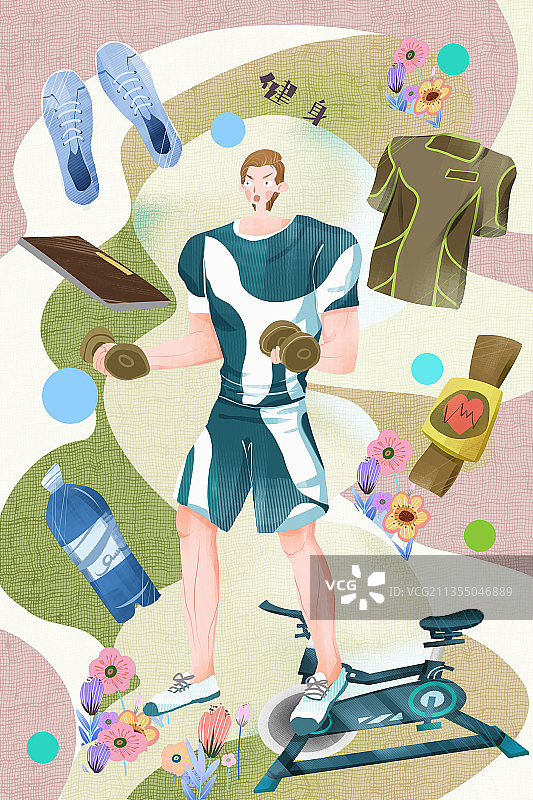 男性健身插画图片素材