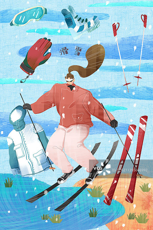 滑雪插画图片素材