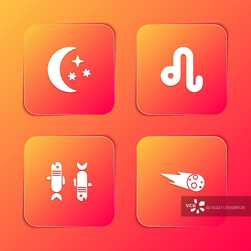 月亮星星狮子座双鱼座彗星组合图片素材