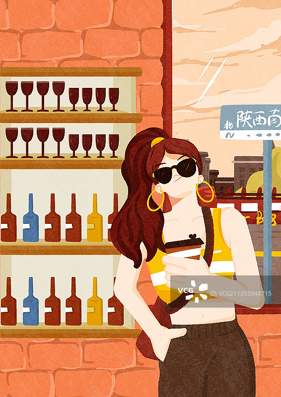 一个女生酒吧场景图片素材