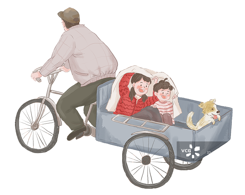 元素-骑三轮车图片素材