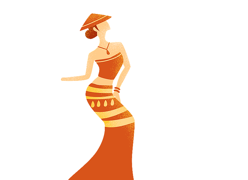 扁平风肌理傣族少女元素图片素材