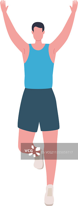 马拉松比赛中庆祝的运动员图片素材