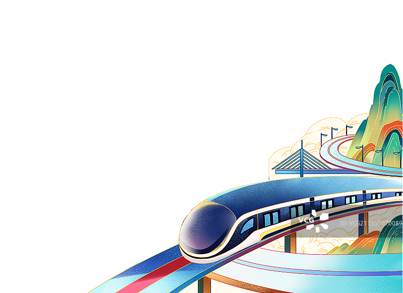 国潮风高铁列车图片素材