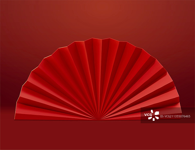 中国红折扇三维素材图片素材