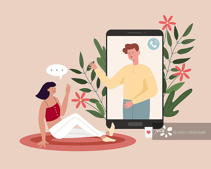 视频电话在线约会图片素材