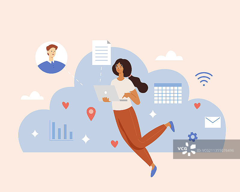 女人用云端工具进行项目管理图片素材