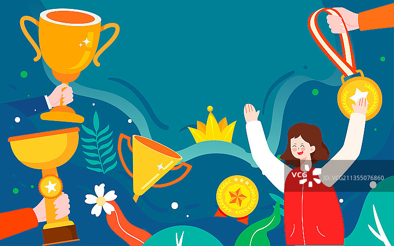 滑雪运动比赛奖杯冠军插画运动会竞赛奖牌图片素材