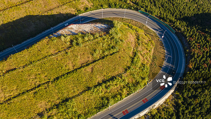 中国天津蓟州G233克黄线航拍秋色图图片素材