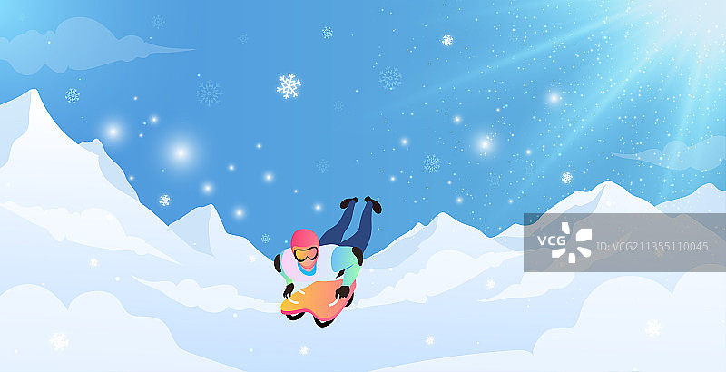 俯式雪橇运动竞技项目冬矢量插画图片素材