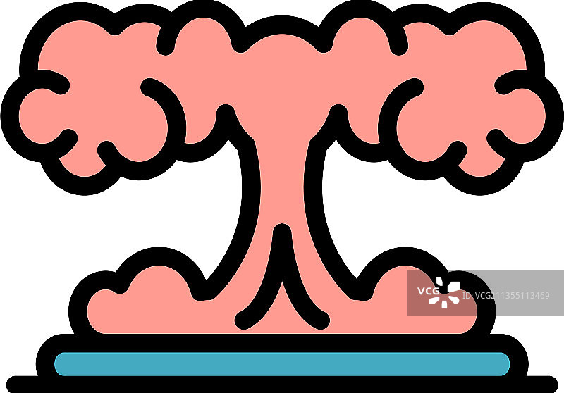 原子爆炸图标彩色轮廓图片素材