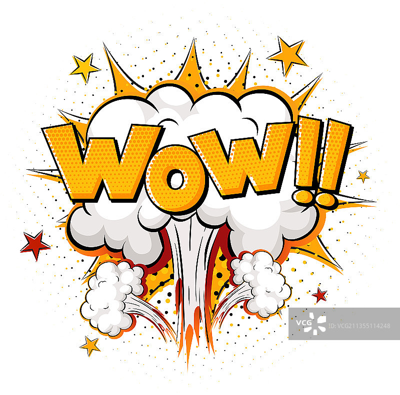炸弹爆炸隔离上的Wow字样图片素材